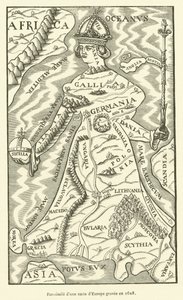 Facsimile van een kaart van Europa gegraveerd in 1628 door French School